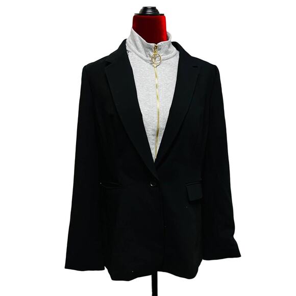 DKNY SZ 12 L One Button Mock Neck Detachable Sweater Blazer Jacket NEW b77 - Picture 1 of 8